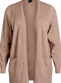 Lange offene Strickjacke mit Taschen