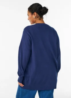 Lange offene Strickjacke mit Taschen