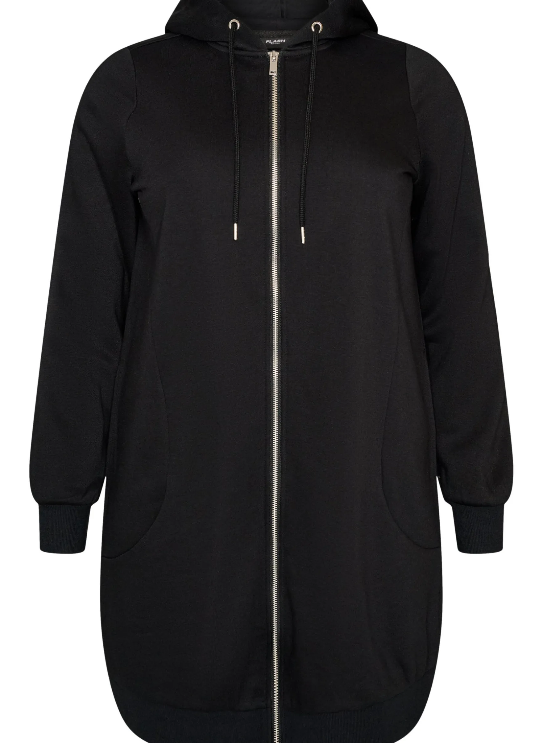 Langer Hoodie mit Reißverschluss und Taschen