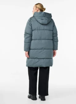 Lange Steppjacke mit Kapuze