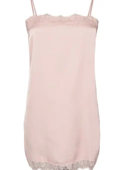 Langes Top aus Satin mit Spitzen