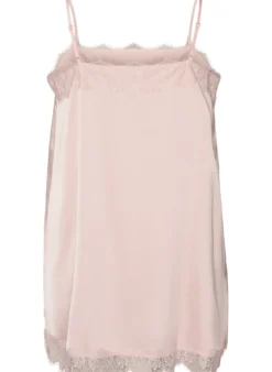 Langes Top aus Satin mit Spitzen