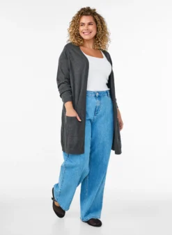 Lange Strickjacke aus einer Viskosemischung
