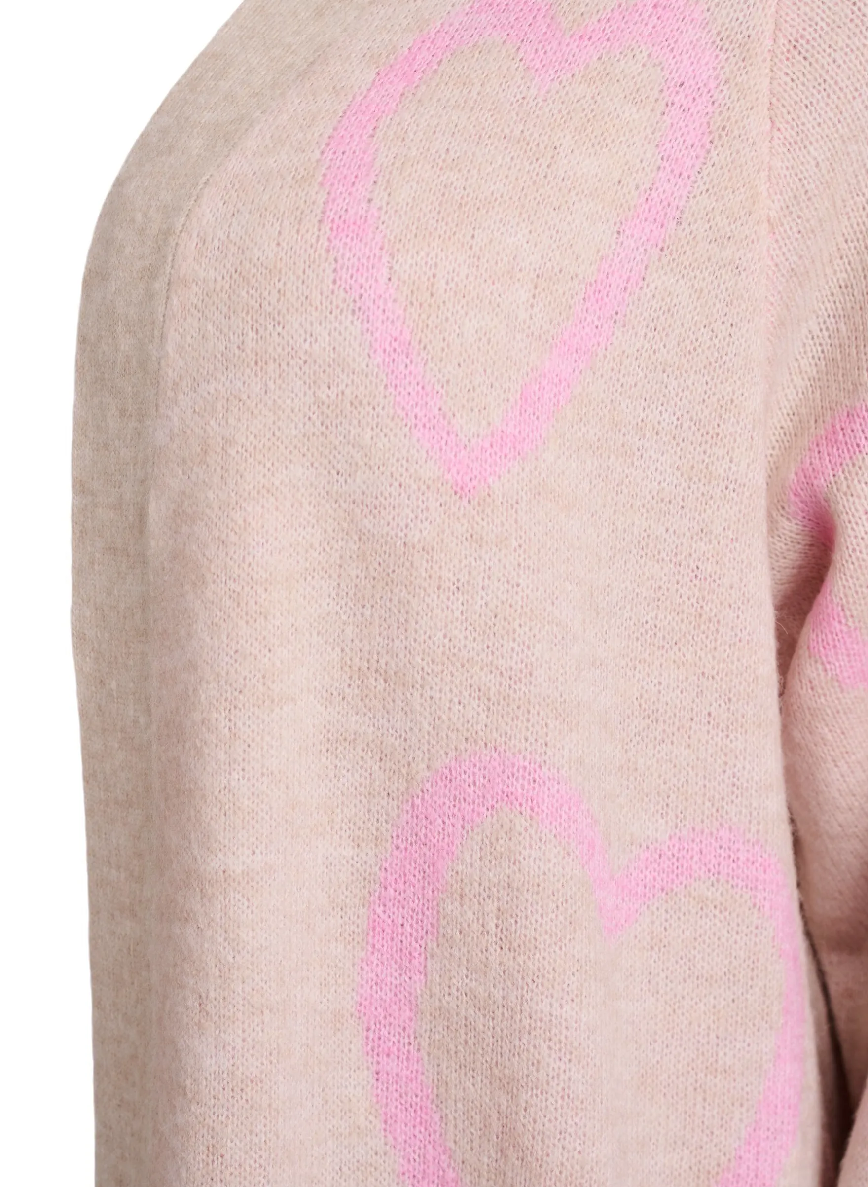 Lange Strickjacke mit Ton-in-Ton-Herzen