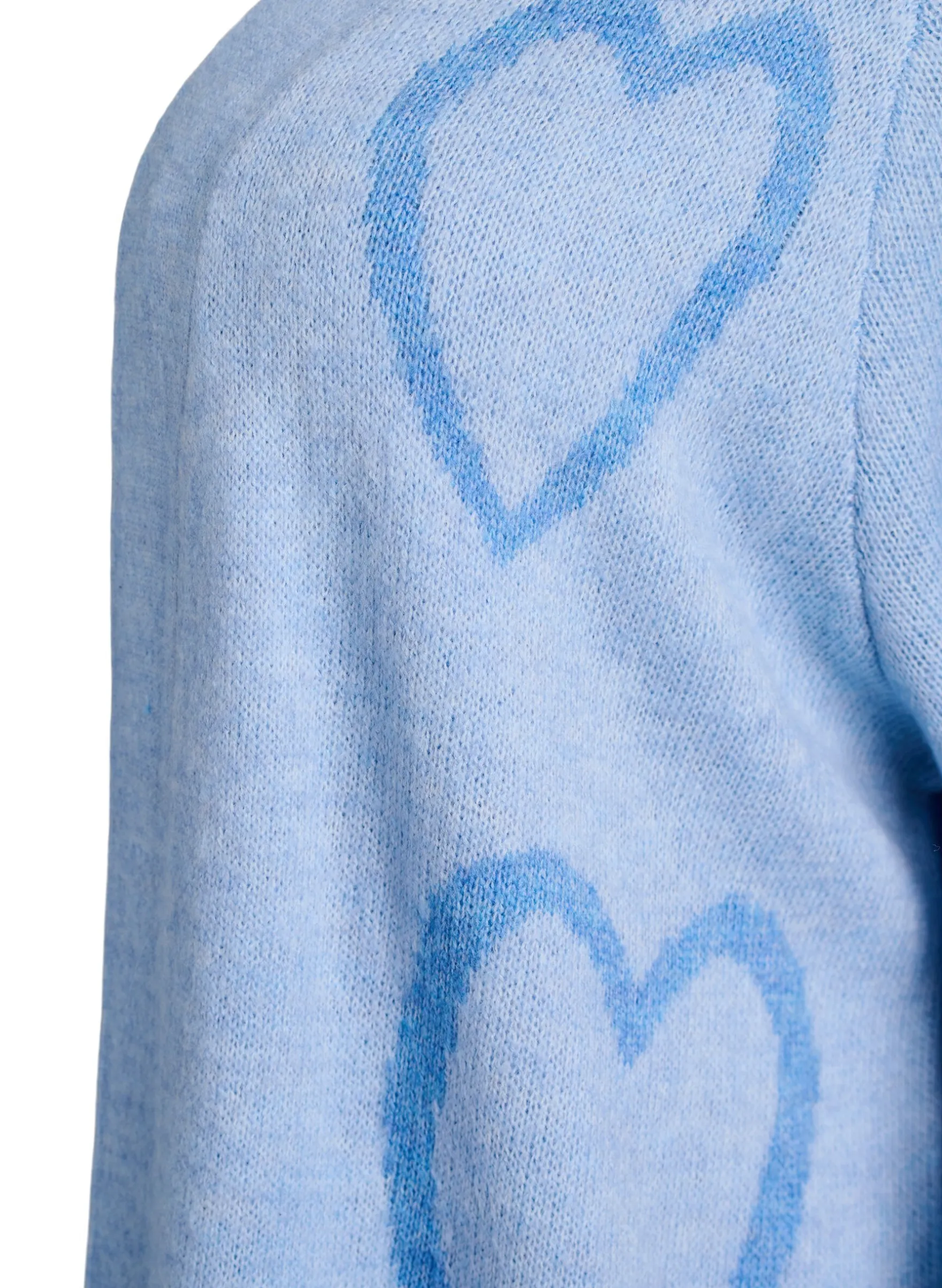 Lange Strickjacke mit Ton-in-Ton-Herzen