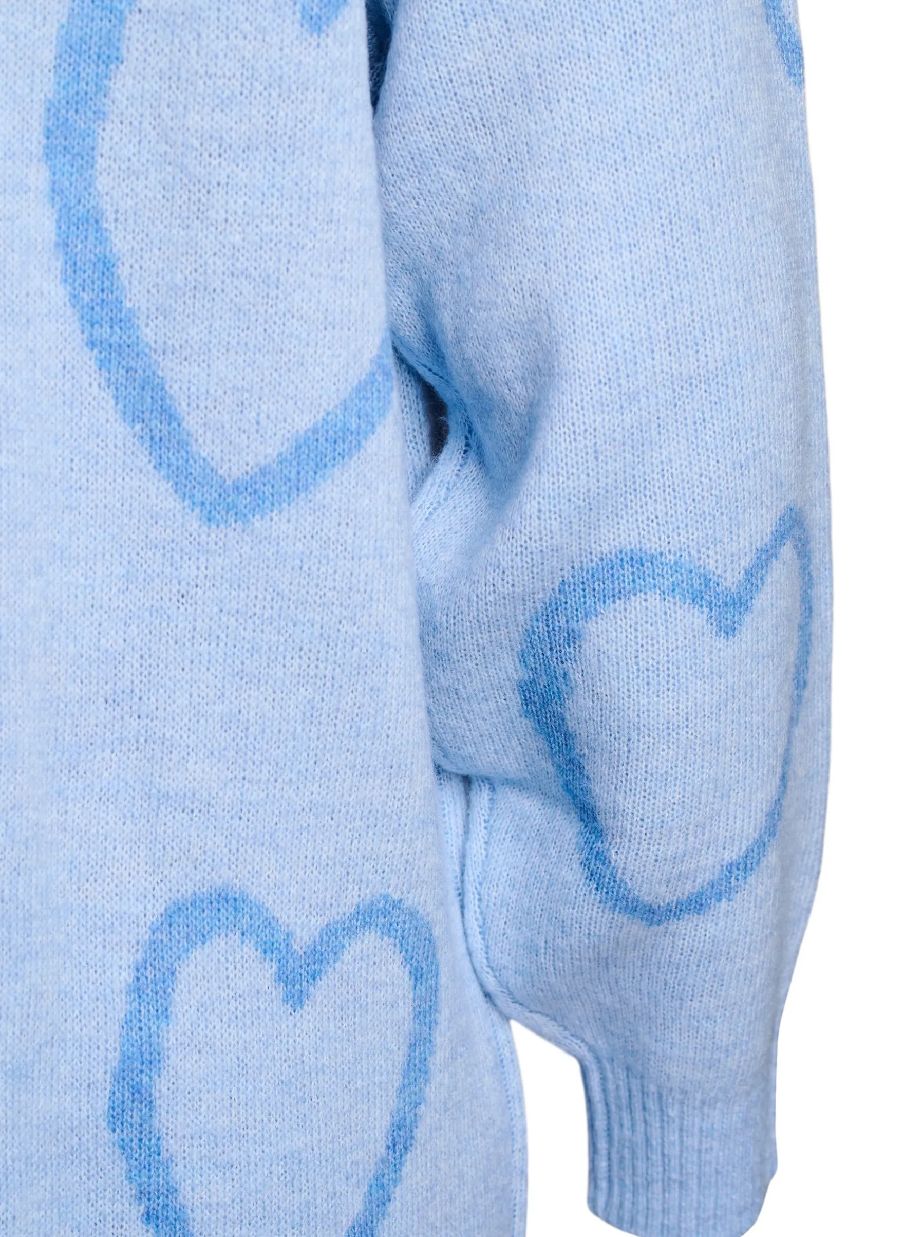 Lange Strickjacke mit Ton-in-Ton-Herzen