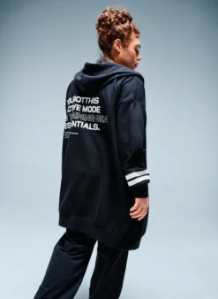 Lange Sweat-Strickjacke mit Printdetails