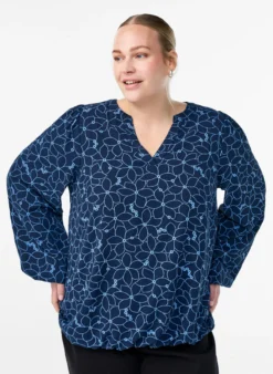 Langärmelige Bluse mit Blumenstickerei