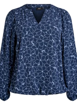 Langärmelige Bluse mit Blumenstickerei