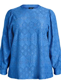 Langärmelige Bluse mit Lochstickerei