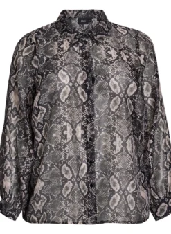 Langärmelige Bluse mit Schlangenprint