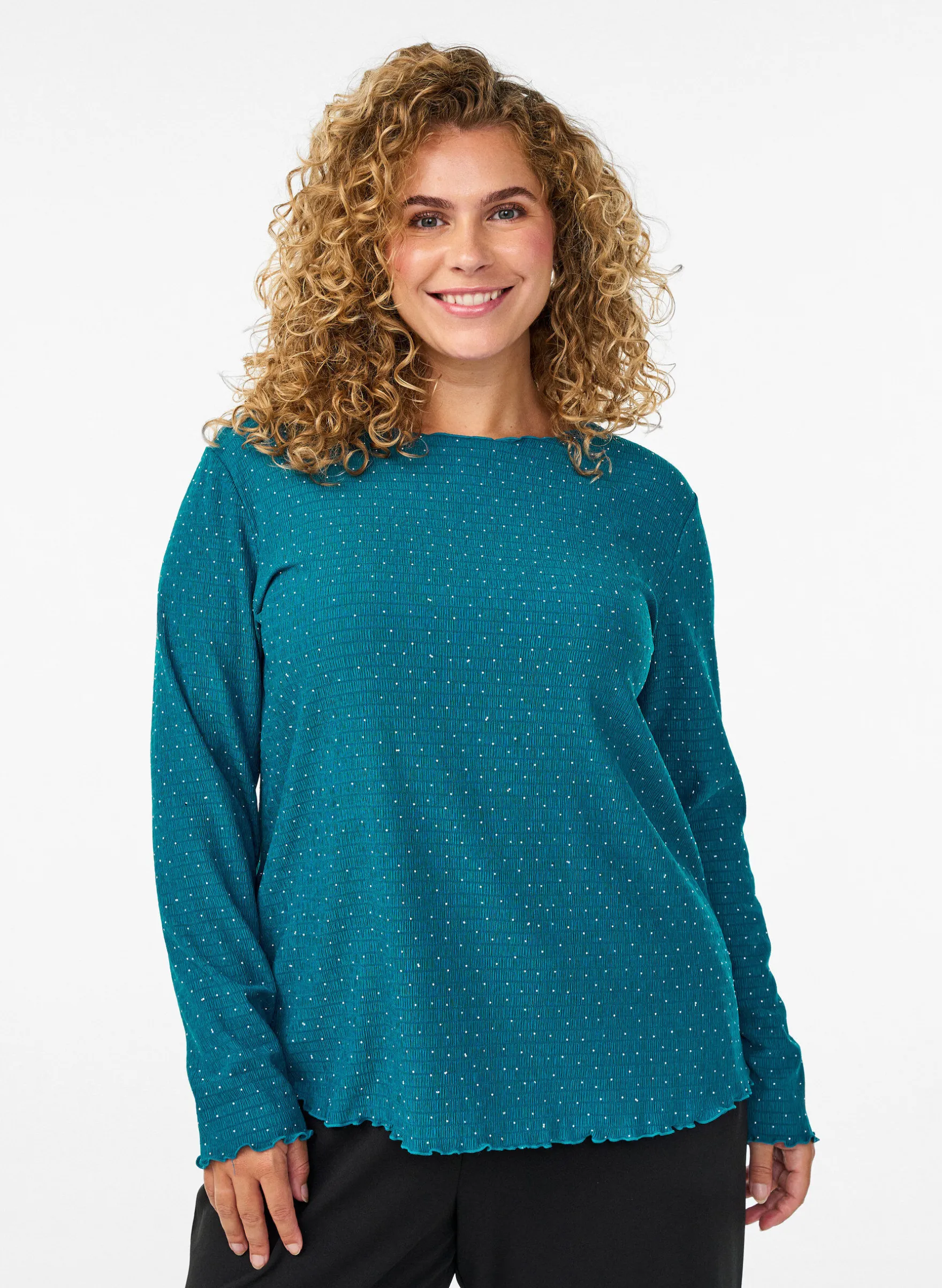 Langärmelige Bluse mit Strasssteinen