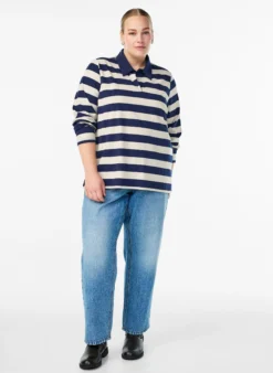 Langärmliges Poloshirt mit breiten Streifen