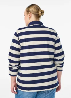 Langärmliges Poloshirt mit breiten Streifen