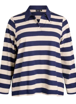 Langärmliges Poloshirt mit breiten Streifen