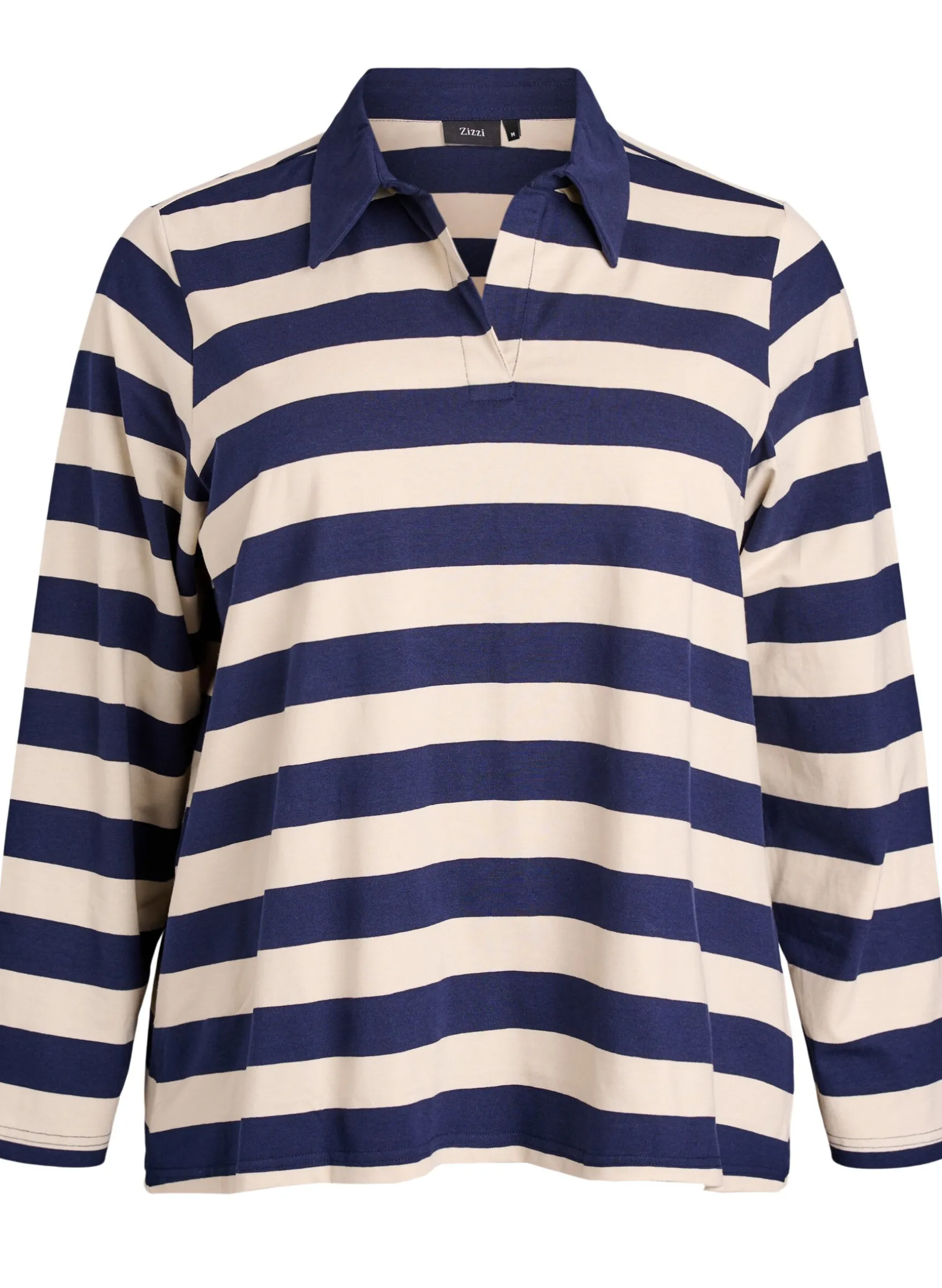 Langärmliges Poloshirt mit breiten Streifen