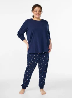 Langärmliges Pyjamaoberteil aus weichem Baumwolljersey