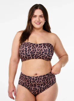 Leopard Bikinihose mit hoher Taille