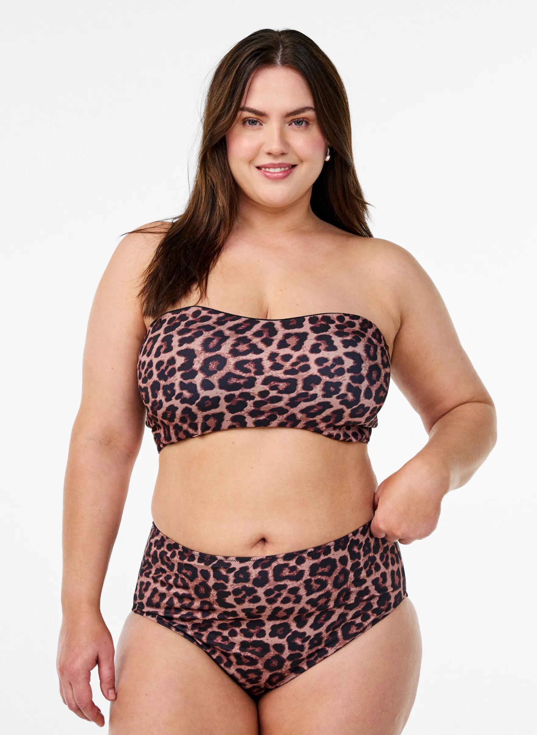Leopard Bikinihose mit hoher Taille