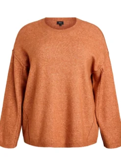 Lockerer Strickpullover mit Kontrastnähten