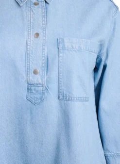 Lockeres Denimhemd mit 3/4-Ärmeln
