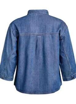 Lockeres Denimhemd mit 3/4-Ärmeln