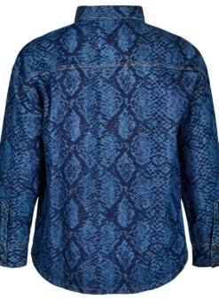 Lockeres Hemd aus Denim mit Schlangenprint