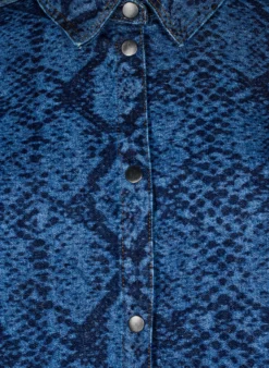 Lockeres Hemd aus Denim mit Schlangenprint
