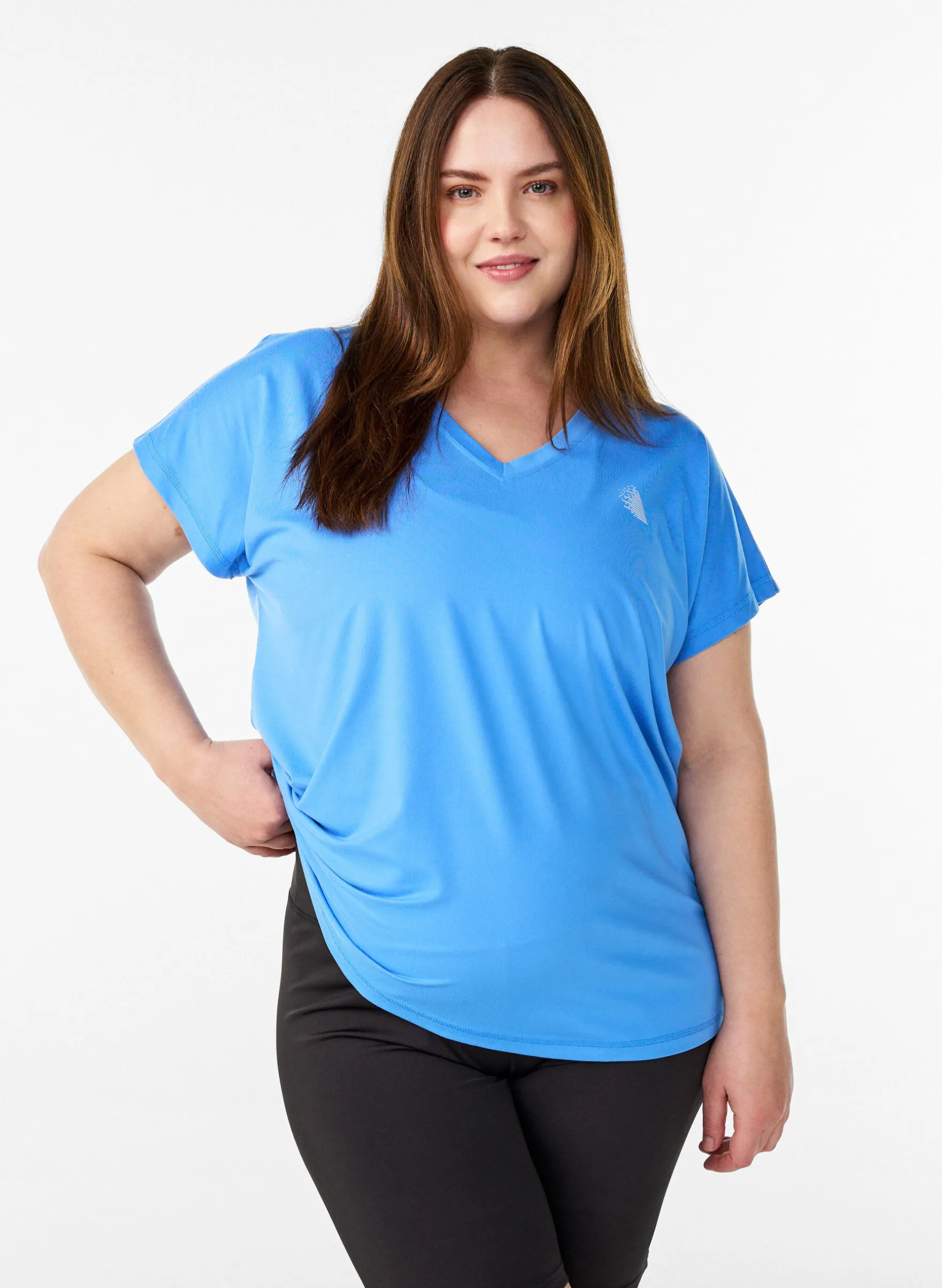Lockeres Trainings-T-Shirt mit V-Ausschnitt