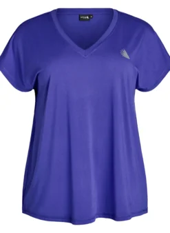 Lockeres Trainings-T-Shirt mit V-Ausschnitt