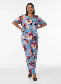 Lockere Viskosehose mit Print