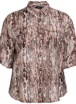 Locker sitzendes Shirt mit Tierprint und Brusttaschen