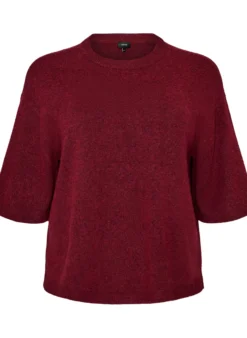 Locker sitzende Strickshirt mit kurzen Ärmeln