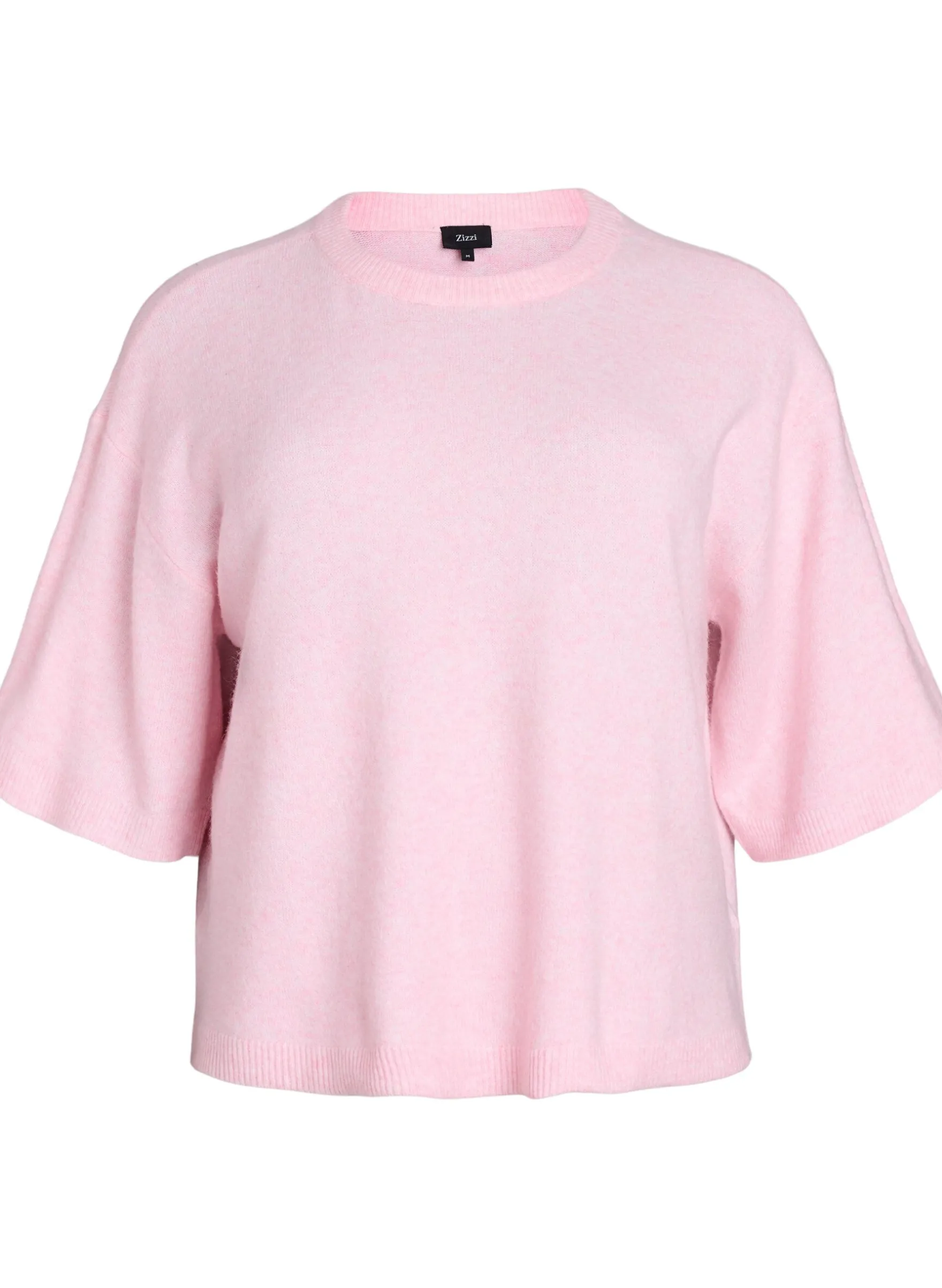 Locker sitzende Strickshirt mit kurzen Ärmeln