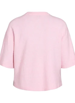 Locker sitzende Strickshirt mit kurzen Ärmeln