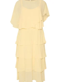 Maxikleid mit Rüschen-Volants und abnehmbarem Cape