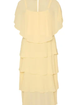 Maxikleid mit Rüschen-Volants und abnehmbarem Cape