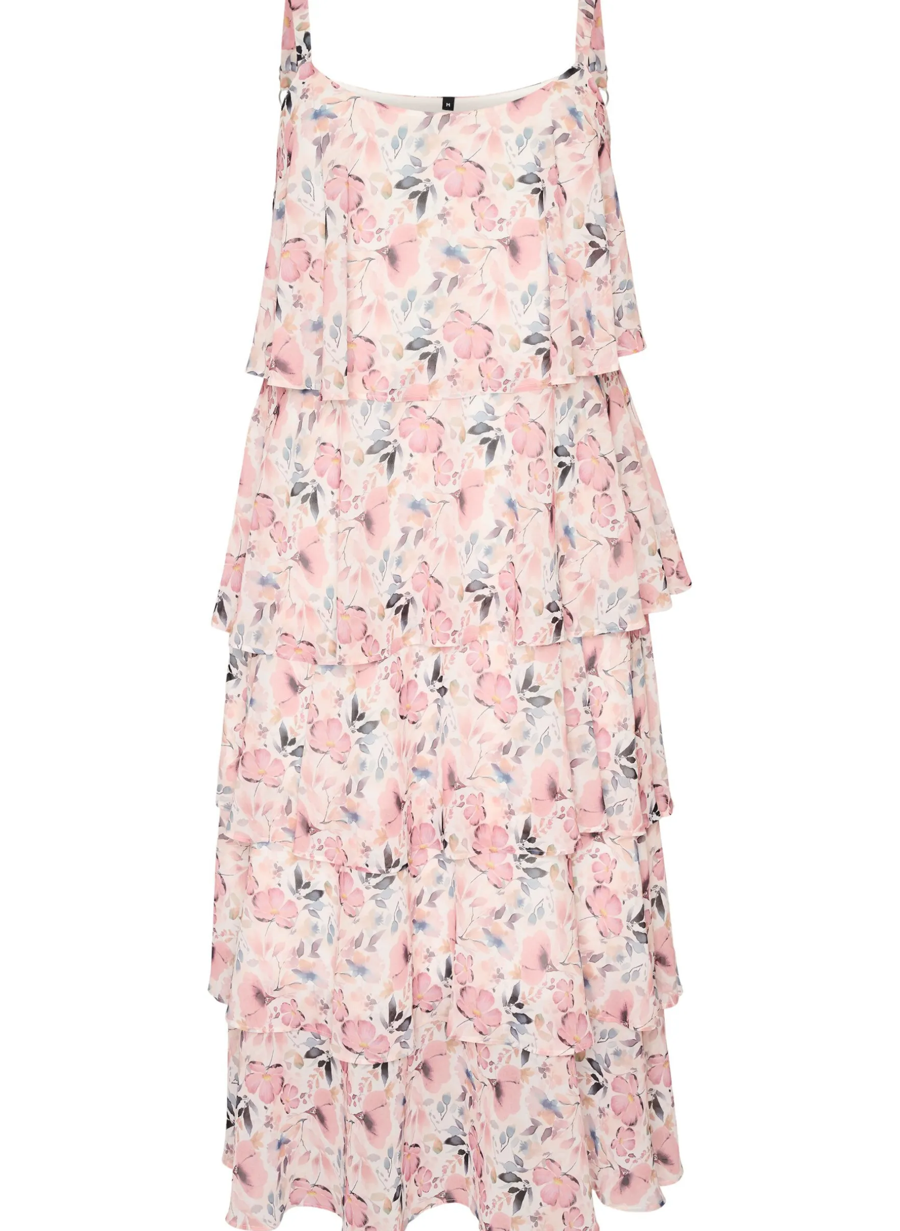 Maxikleid mit Rüschen-Volants und abnehmbarem Cape
