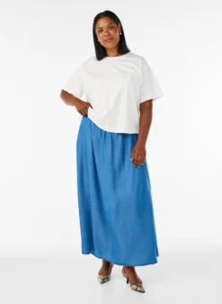 Maxirock aus TENCEL™ Lyocell mit Denim-Look