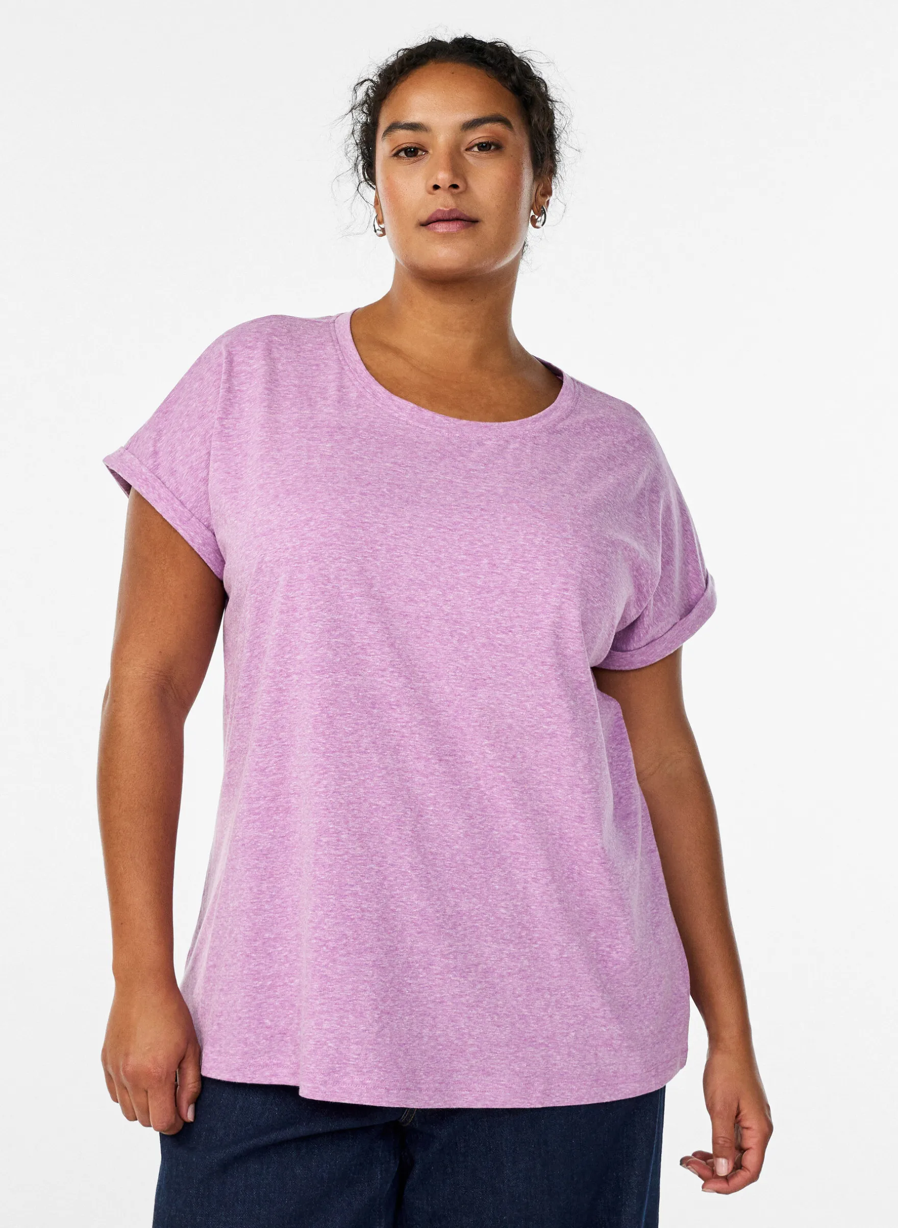 Melange T-Shirt mit kurzen Ärmeln