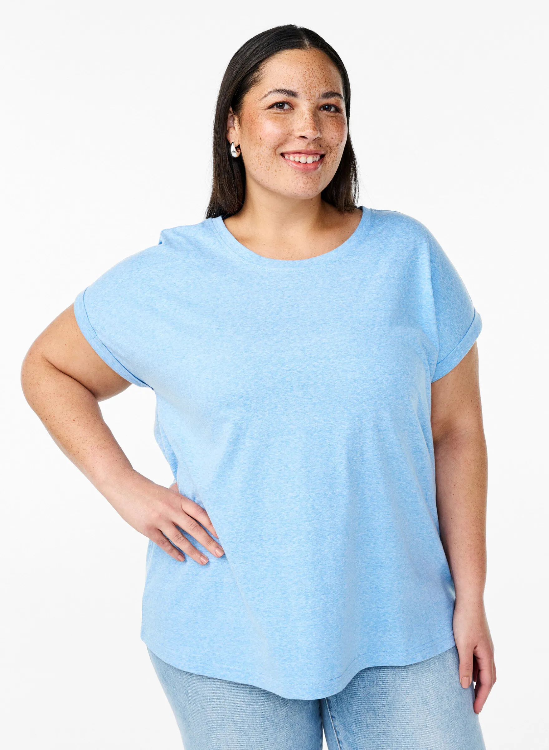 Melange T-Shirt mit kurzen Ärmeln