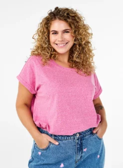 Melange T-Shirt mit kurzen Ärmeln