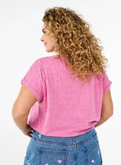 Melange T-Shirt mit kurzen Ärmeln