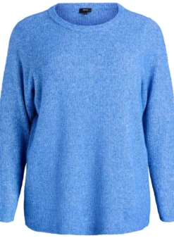 Melierte Strickbluse mit Rundhalsausschnitt