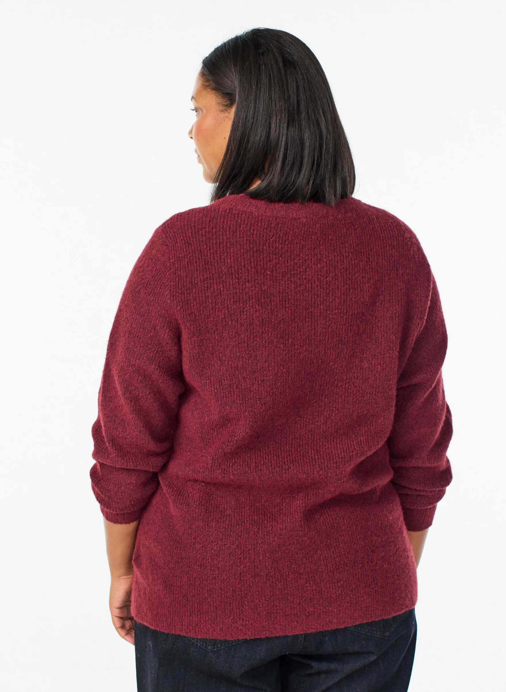 Melierte Strickbluse mit Rundhalsausschnitt