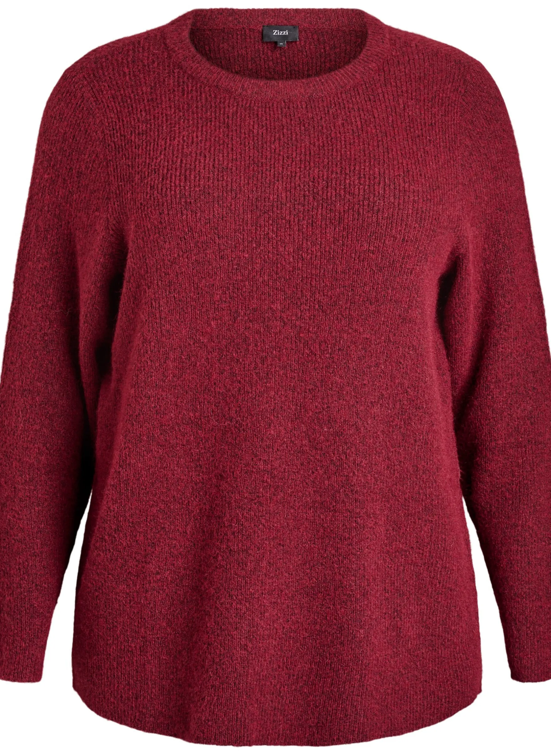 Melierte Strickbluse mit Rundhalsausschnitt