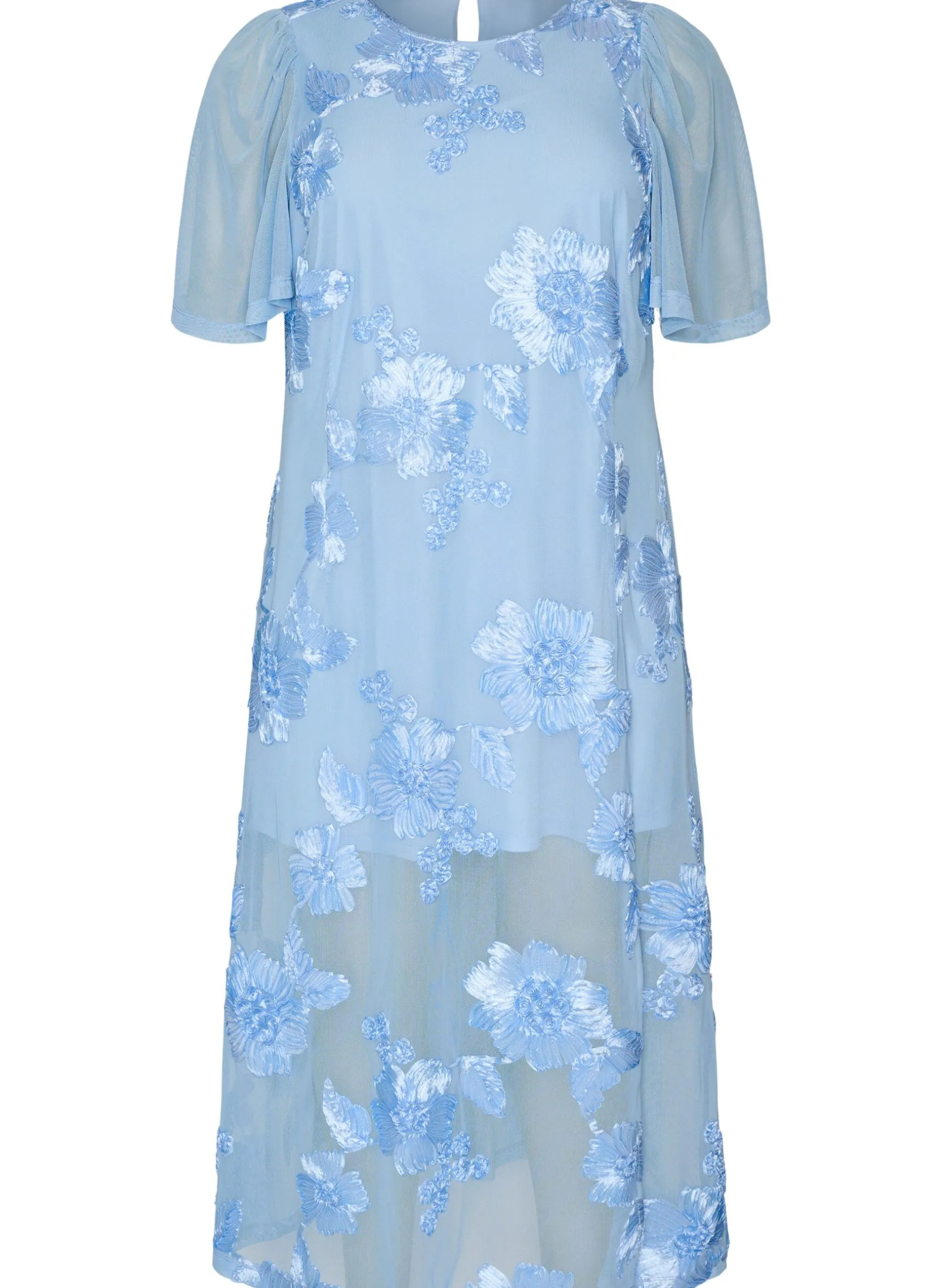 Mesh-Kleid mit floralen Applikationen