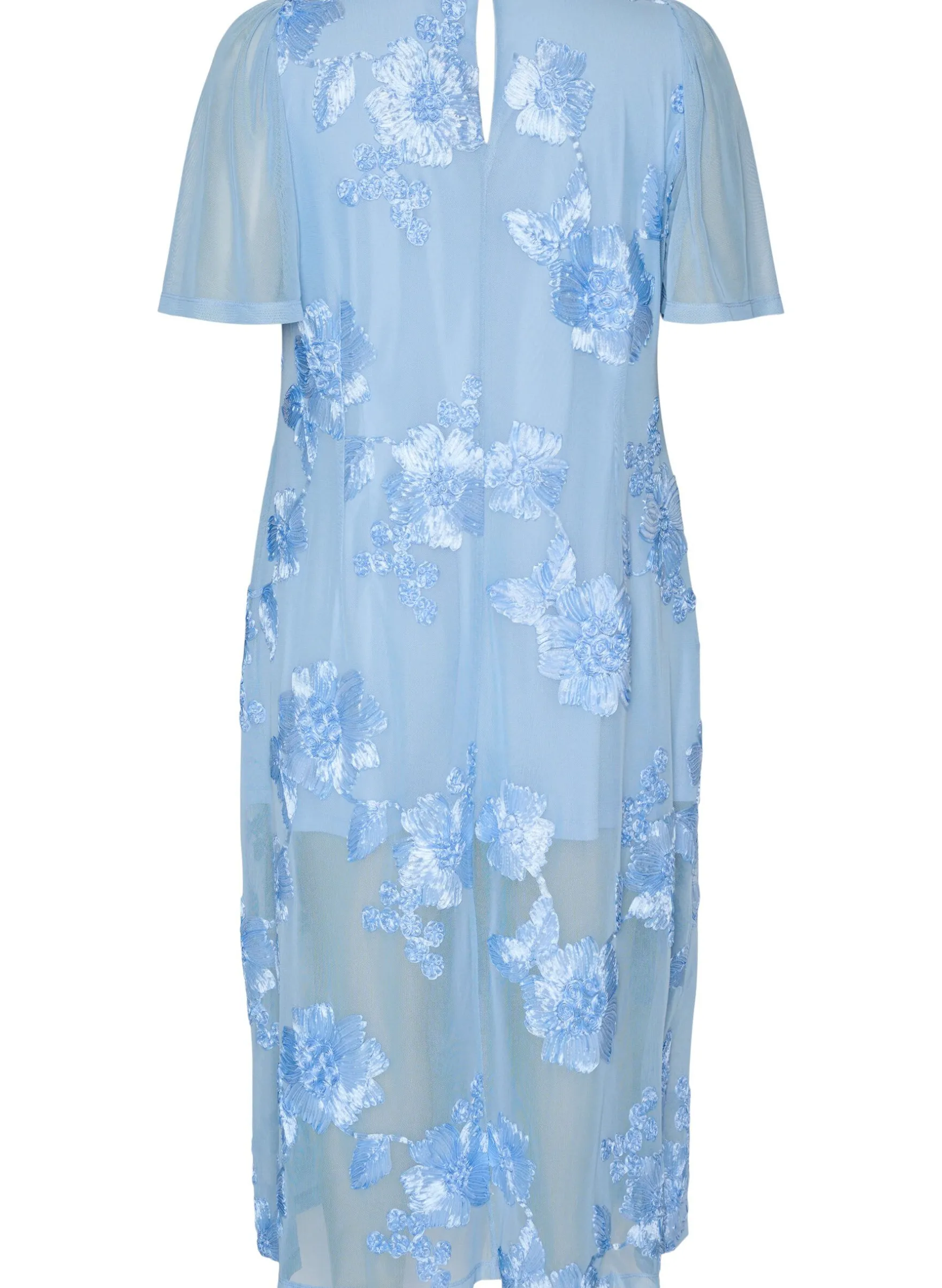Mesh-Kleid mit floralen Applikationen