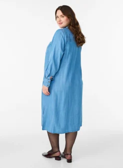 Midi-Hemdblusenkleid aus weichem Lyocell-Denim