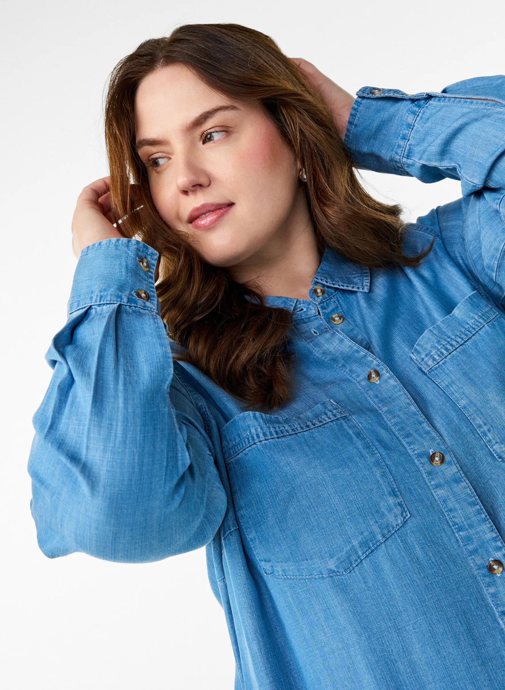 Midi-Hemdblusenkleid aus weichem Lyocell-Denim
